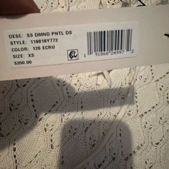 La Vie Rebecca Taylor Cream Crochet Dress Wool Blend With Lace Up Neck New XS - Picture 4 of 11